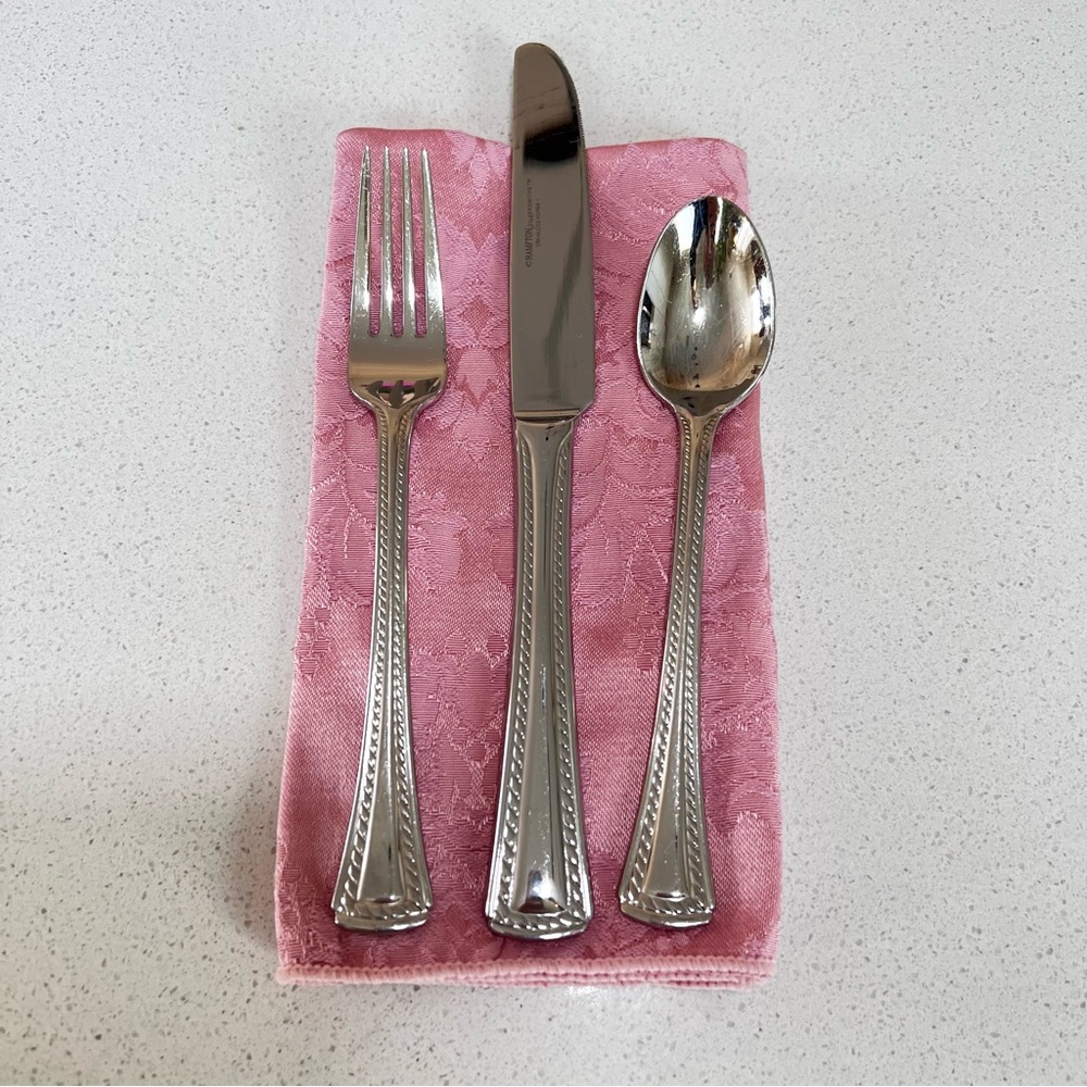 Vintage Pink Damask Cloth Napkins Set 4 Floral Table Linens Cottagecore French - Picture 9 of 16
